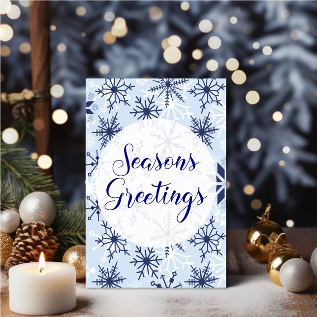 Cartão Personalized Snowflakes Seasonal Greetings (Personalize your holiday wishes, by adding a custom message.)