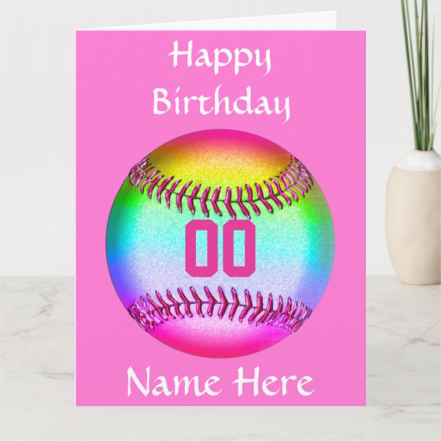 Cartão PERSONALIZED Softball Birthday Card, Name, Number (Frente)