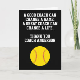 Cartão Personalized Softball Coach From Team Players