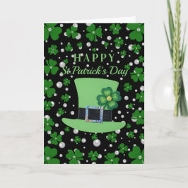 Cartão Personalized St. Patrick’s Day Shamrock with Pearl