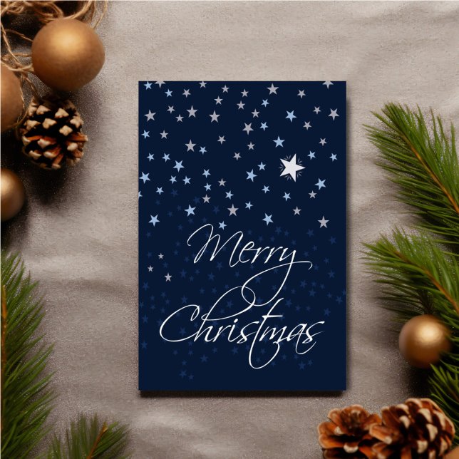 Cartão Personalized Starry Night Christmas (Personalize your holiday wishes, by adding a custom message.)