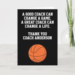 Cartão Personalized Thank You Basketball Coach From Team
