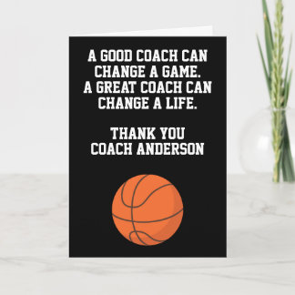 Cartão Personalized Thank You Basketball Coach From Team