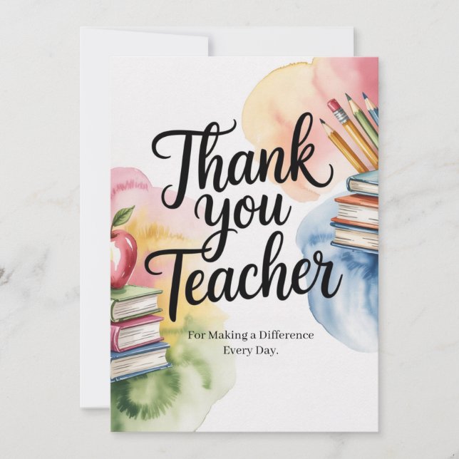 Cartão Personalized Thank You Teacher (Frente)