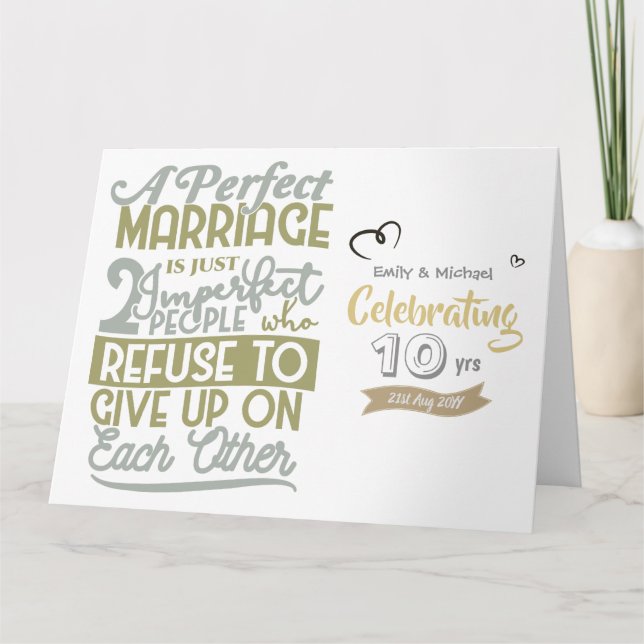 Cartão Personalized Wedding Anniversary QUOTE - ANY Yrs (Frente)