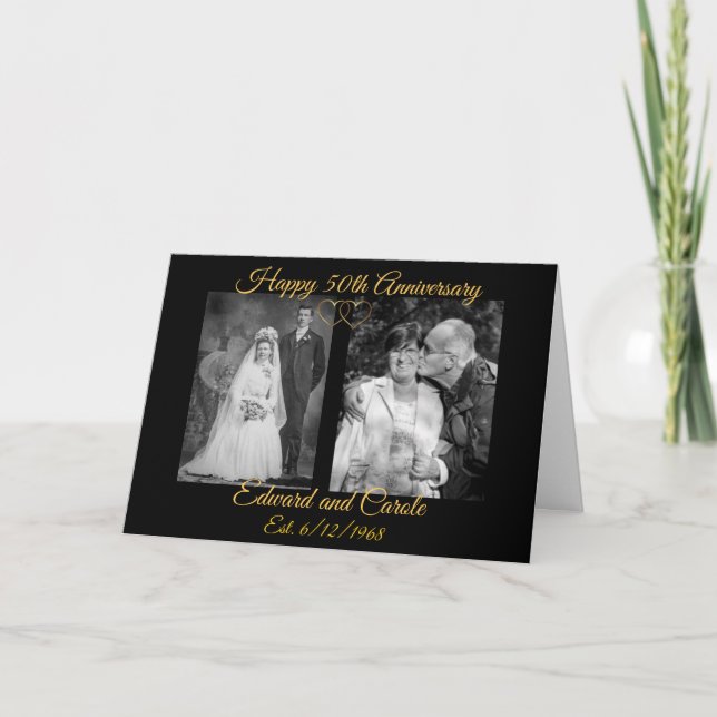 Cartão Personalized Wedding Photos 50th Anniversary (Frente)
