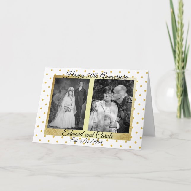 Cartão Personalized Wedding Photos 50th Anniversary (Frente)