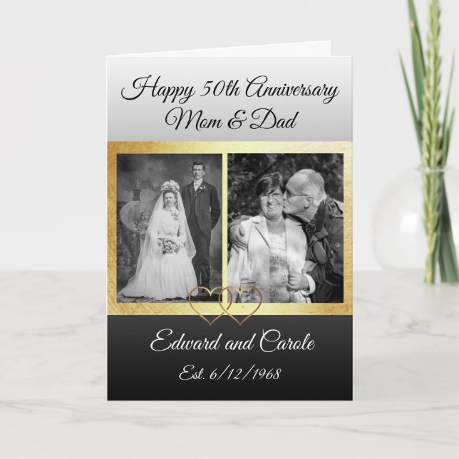 Cartão Personalized Wedding Photos 50th Anniversary (Frente)