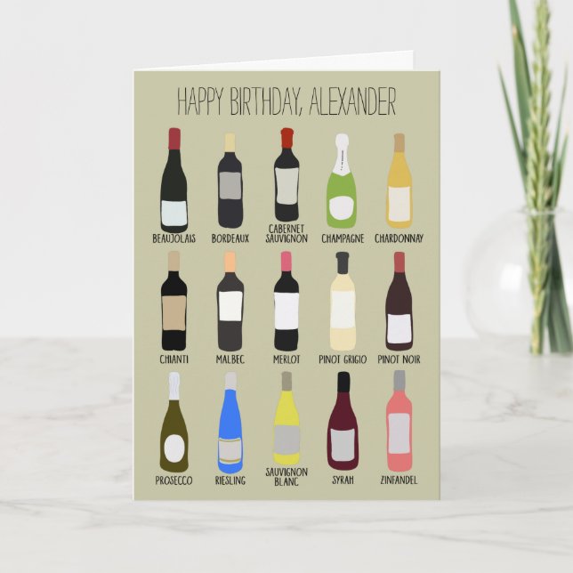 Cartão Personalized Wine Lovers Birthday (Frente)