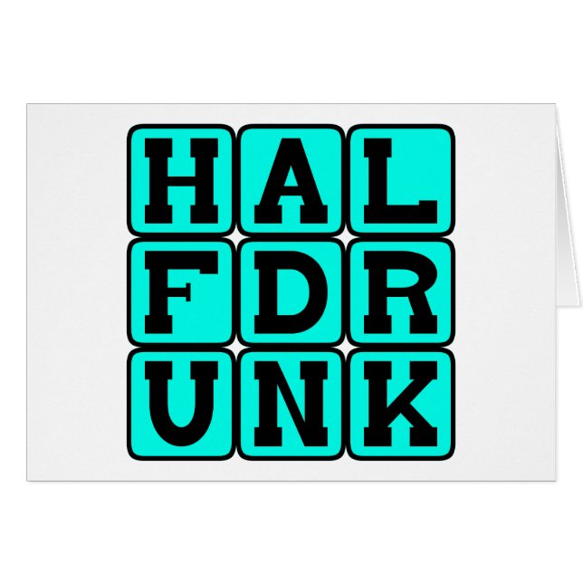 Cartão Perspectiva otimista de meio Bebado (Frente Horizontal)