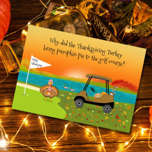 Cartão Peru Feliz Dia de Ação de Graças no Campo de Golfe