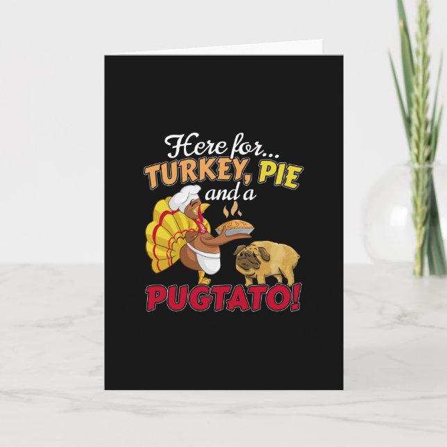 Cartão Peru, Torta e um Pugsgiving Pug Cão (Frente)