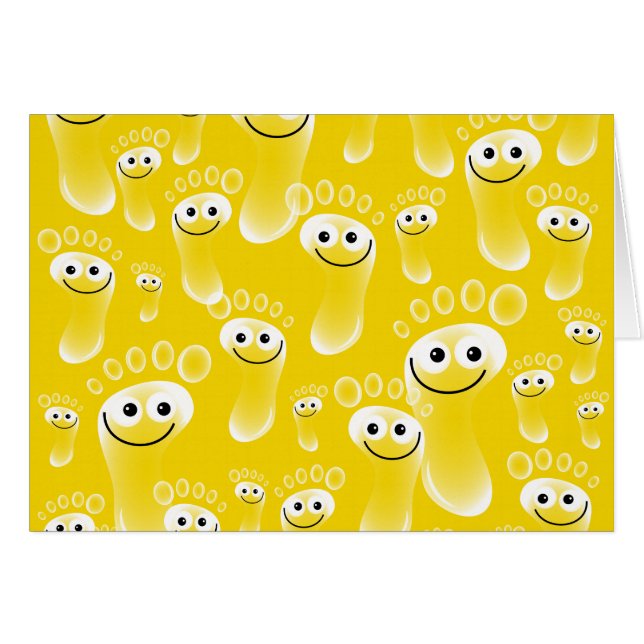 Cartão Pés Amarelo Feliz (Frente Horizontal)