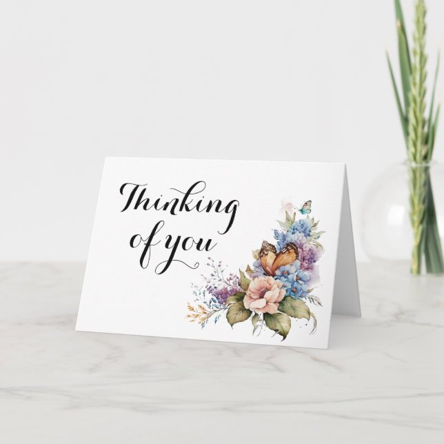 Cartão Pêsames Luto Pensando em Você Branco  (Frente)