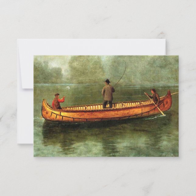 Cartão Pesca a partir de uma canoa (Pescadores num barco  (Frente)