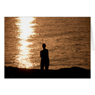 Cartão Pesca ao pôr do sol
