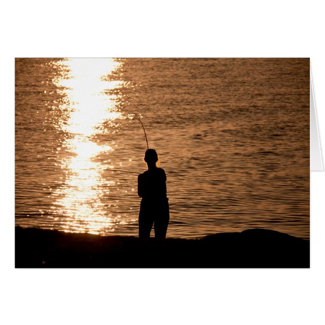 Cartão Pesca ao pôr do sol (Frente Horizontal)