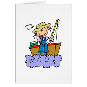 Cartão Pesca da menina da vara