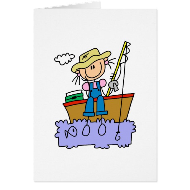 Cartão Pesca da menina da vara (Frente)