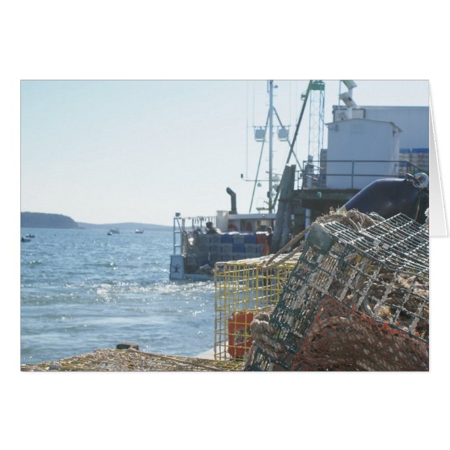 Cartão Pesca de lagosta no porto Bar (Frente horizontal)