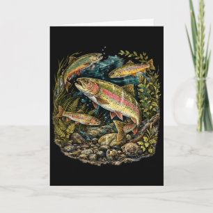 Cartão Pesca de Truta Vintage Pesca de Truta Pesca com Mo