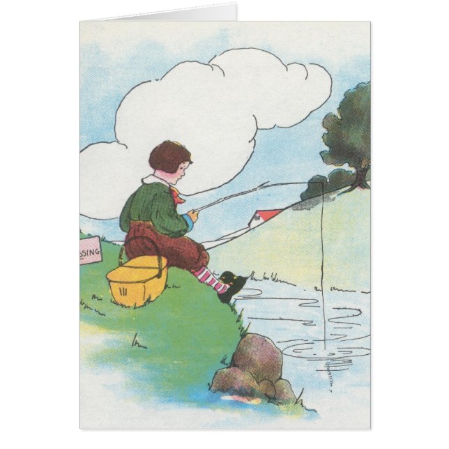 Cartão Pesca de Vintage (Frente)