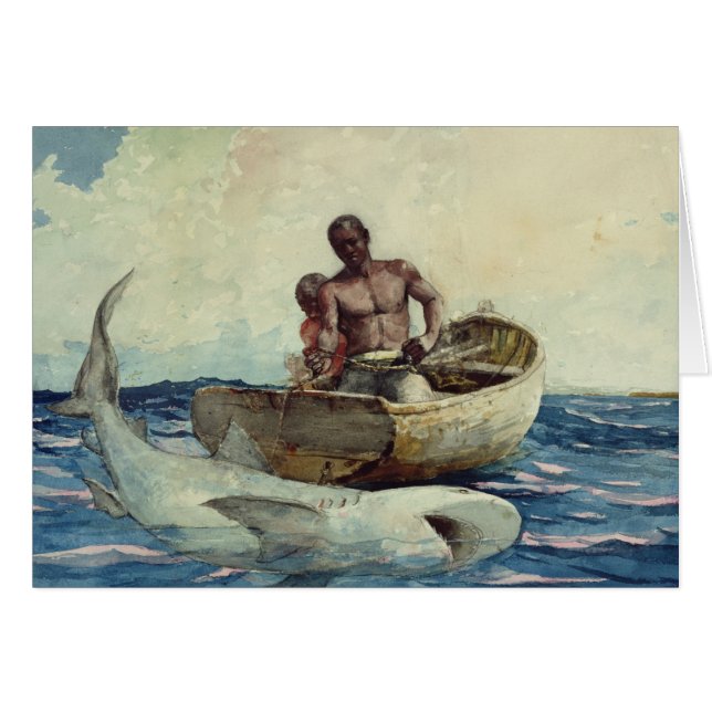 Cartão Pesca do tubarão, 1885 (Frente Horizontal)