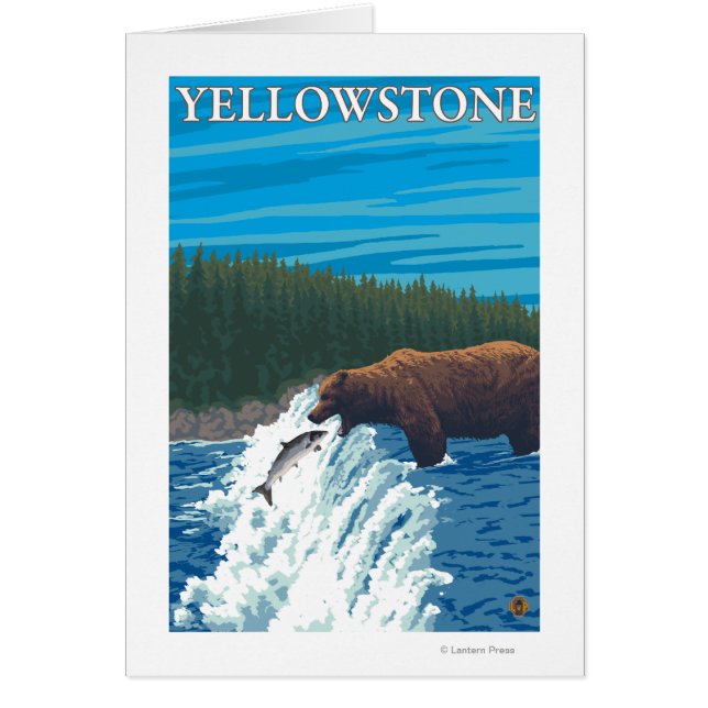 Cartão Pesca do Urso - Nacional de Yellowstone (Frente)