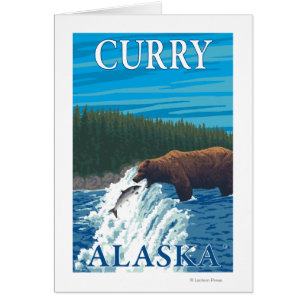 Cartão Pesca do urso no rio - caril, Alaska