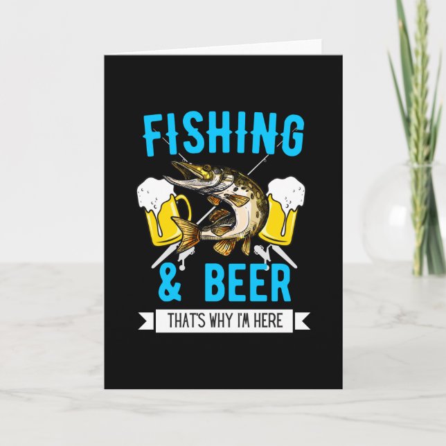 Cartão Pesca e Beer Engraçado Pescador Angling Design (Frente)