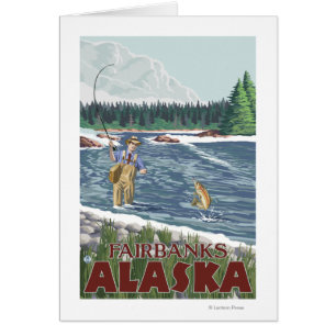 Cartão Pescador da mosca - Fairbanks, Alaska