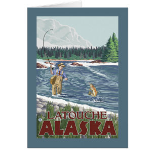 Cartão Pescador da mosca - Latouche, Alaska