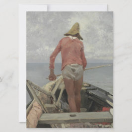 Cartão Pescador em seu barco (por Vincenzo Caprile)