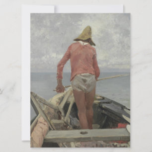 Cartão Pescador em seu barco (por Vincenzo Caprile)