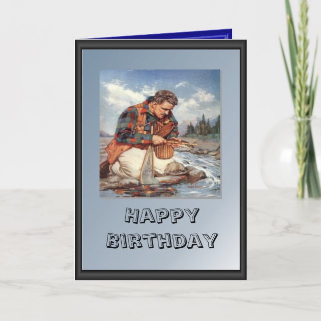Cartão Pescador no rio (Frente)