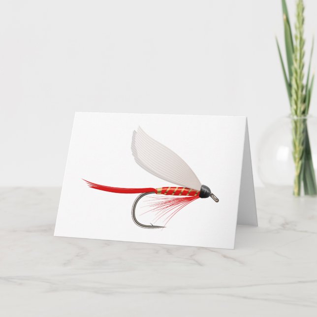 Cartão Pescando o vermelho da mosca seca (Frente)