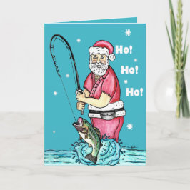 Cartão Pescaria de Robalo Papai Noel Natal