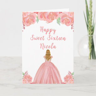 Cartão Pêssego Louro Princesa Rosa Suave Floral Sessenta