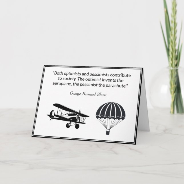 Cartão Pessimismo otimista Citação George Bernard Shaw (Frente)