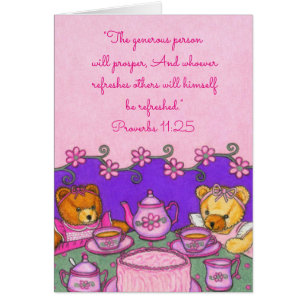 Cartão Pessoa generosa Prospers~Bears Party~Scriptures