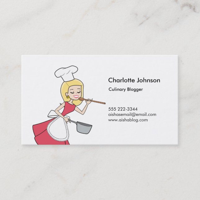 Cartão pessoal dos desenhos animados retros louros (Frente)