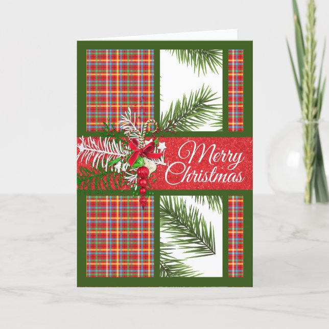 Cartão Pessoal Natal Dobrado Brilhante e Colorido (Frente)