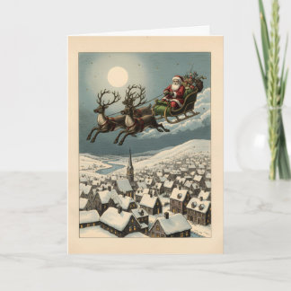 Cartão Pessoal Trenó do Papai Noel Vintage Clássico Natal