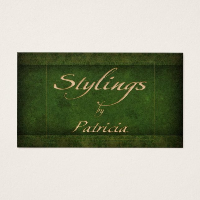 Cartão pessoal verde Damask (Frente)