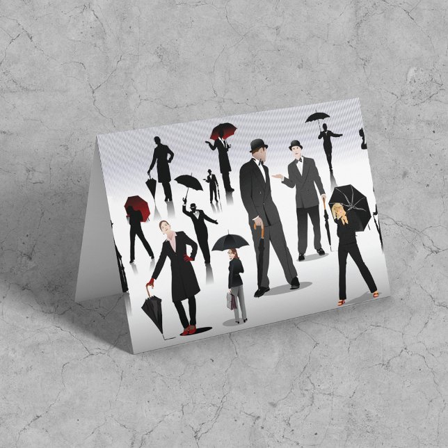 Cartão Pessoas Com Guarda-chuvas (Criador carregado)