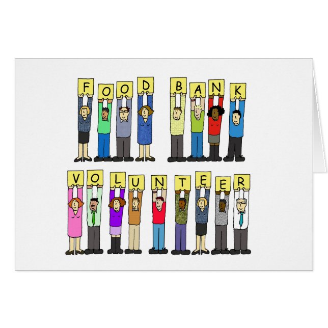 Cartão Pessoas de Cartoon Voluntário do Banco comida (Frente Horizontal)