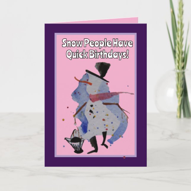 Cartão Pessoas De Neve Têm Aniversário Rápido, Feliz Aniv (Frente)