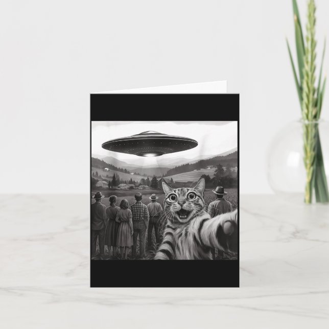 Cartão Pessoas de selfie de gato observando um gato engra (Frente)