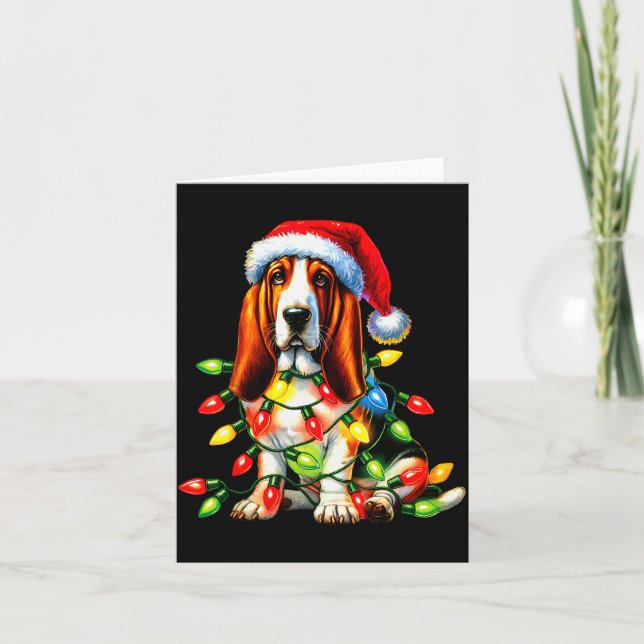 Cartão Pet Animal Bet Hound Dog Lover Santa Hat Christmas (Frente)