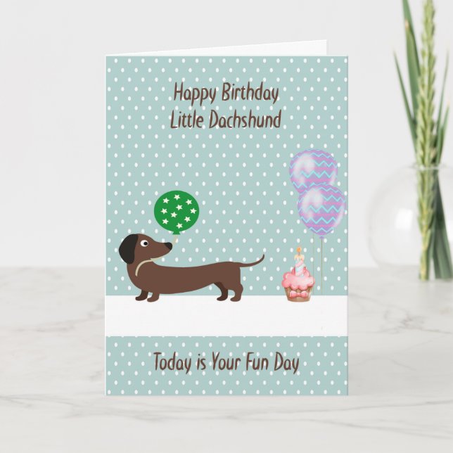 Cartão Pet Birthday para Dachshund (Frente)